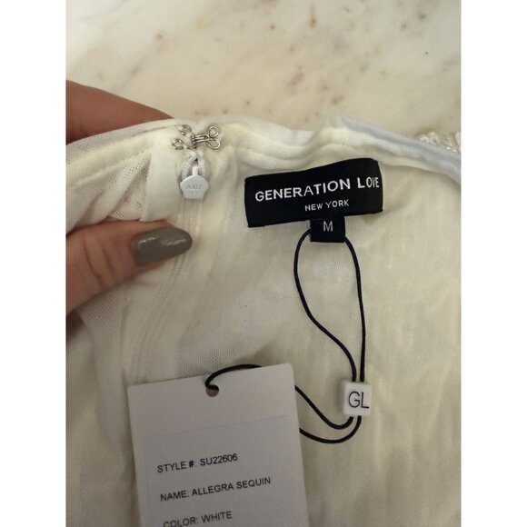 NWT Generation Love Allegra Sequin Romper White Sz M $385 [jb] - Picture 4 of 7